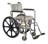 Pivit Cushioned Rehab Shower Commode & Wheelchair, 17 ¼" HiBack with Premium 24" Rear Wheels - Removable Hygienic Plastic Pail and Lid Included - Fits Over Most Standard and Elongated Toilet Bowls