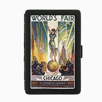 Perfection In Style Black Color Metal Cigarette Case D-042 World's FAIR Chicago Illinois 1833 1933 A Century of Progress Vintage