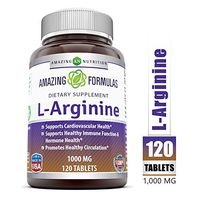Amazing Nutrition L-Arginine 1000mg Supplement - Best Amino Acid Arginine HCL Supplements for Women & Man - Promotes Circulation and Supports Cardiovascular Health - 120 Tablets (Non-GMO,Gluten Free)