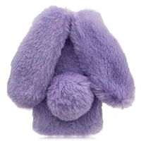Amocase for Huawei P20 Lite Faux Furry Case with 2 in 1 Stylus,Luxury Bling Diamond 3D Bowknot Cute Warm Purple Bunny Rabbit Fuzzy Fluffy Plush Soft Fur Silicone Case for Huawei P20 Lite
