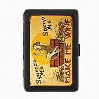 Perfection In Style Black Color Metal Cigarette Case D-245 Squeeze Me Stomp Me Make Me Wine