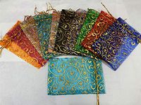 200pcs 4''x6'' Drawstring Mesh Organza Jewelry Candy Pouch Party Wedding Favor Gift Bags (Mixed&Eyelash)