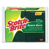 3M 426 Heavy-Duty Scrub Sponge, 4 1/2" x 2 7/10" x 3/5", Green/Yellow, 6/Pack