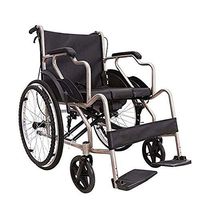 Atten Wheelchair, Folding Chair with Adjustable Seat Belt,Large Weight Transport Chair with Locking Hand Brakes, Non-Slip Push Ring,Width 45cm