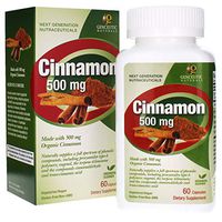 Genceutic Naturals Cinnamon Organic Raw Dietary Supplement Vegetarian Vegan Gluten Free Non GMO Ideal for Healthy Blood Pressure Glucose Levels - 500mg (60 Capsules)