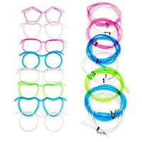Eye Glasses Drinking Straw,Funny Party Supplies Silly Straw Glasses,Kids Glasses Straws,Tube Sets Party Supplies for Adult Parties (wedding, anniversary, birthday parties),4 Pack, Assorted Colors