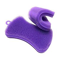 Silicone Sponge Dish Washing Kitchen Scrubber,Silicone Bowtie Dish Brush Pan Sponge Scrubber Kitchen Cleaning Tool,Magic Food-Grade Kitchen Dishes Multipurpose Better Sponges-Purple