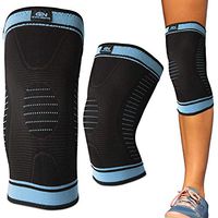 Gym Needs Knee Sleeve Support Brace - Best Men & Women Compression for Running, Crossfit, Recovery, Basketball, Lifting, Gym, Pain Relief, Stays in Place (Black/Blue (1 Sleeve), Medium)