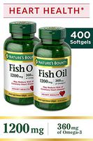 Nature's Bounty Fish Oil Pills and Omega 3 Dietary Supplement, Supports Cardiovascular and Heart Health, 1200mg, 200 Softgels, 2 Pack