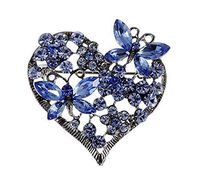 Elements Gunmetal Lavender Love Heart Butterfly Duo Pin Brooch Wedding Gift Novelty Creation Jewelry Party Girls Cheap Design Style Women | Color - Blue