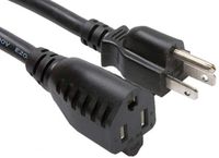 ACL 6 Feet NEMA 5-15P to NEMA 5-15R Power Extension Cord, 125 Volts/13 Amp, 16 AWG, Black