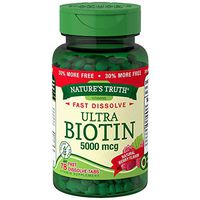 Nature's Truth Ultra Biotin 5,000 mcg Fast Dissolve Tabs Natural Berry Flavor - 78 ct, Pack of 2