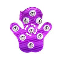JOUDOO Palm Shape with 9 Metal Ball 360-degree-roller Massage Glove Full Body Beauty Massager (Purple)