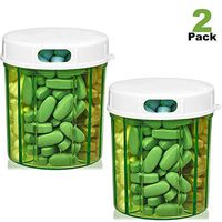 Round Pill Organizer Dispenser - Pack of 2 - Pill Boxes with 4 Compartments for Medication, Vitamins & Supplements Bottle Daily Pill Case Reminder Box