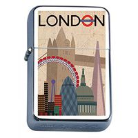 Vintage London England Europe S5 Flip Top Oil Lighter Smoking Cigarette Smoker Includes Free Silver Case