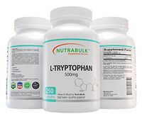 NutraBulk L-Tryptophan - Extra Strength Natural Sleep Aid & Relaxation, Serotonin Supplement for Adults 500mg, 250 Capsules.