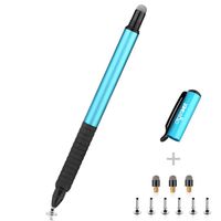 Digiroot Universal Stylus,[2-in-1] Disc Stylus Pen 2019 Updated Touch Screen Pens for All Touch Screens Cell Phones, Tablets, Laptops with 9 Replacement Tips(6 Discs, 3 Fiber Tips) - (Blue)