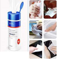 70pcs Disposable Wet Wipes 75 Alcohol Car Antiseptic Cleaning Swabs Pads Wipes Cleanser Portable for Toys,Home,Office, Restaurant 1 Bottle