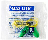 Howard Leight LPF30 Max Lite Corded Earplugs, Green, Pack of 100 Pairs