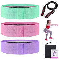 KINCREA Resistance Bands for Legs and Butt, Anti-Slip Exercise Bands Set,Fabric Circle Wide Workout Bands Booty Bands for Men & Women,Set of 3 Pack with Jump Rope