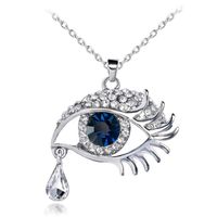 Windoson Tear Drop Necklace, Women Fashion Magic Eye Crystal Necklace Sweater Chain Romantic Jewelry Gift (D)