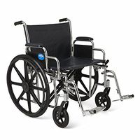 Medline Excel Extra-Wide Wheelchair, 20" Wide Seat, Desk-Length Arms, Swing Away Footrests, Chrome Frame