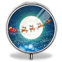 Travel Pill Organizer Portable Pocket, Pill Case for Vitamin/Fish Oil/Supplements(Reindeer and Santa Claus)