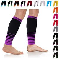 NEWZILL Compression Calf Sleeves (20-30mmHg) for Men & Women - Perfect Option to Our Compression Socks - for Running, Shin Splint, Medical, Travel, Nursing, Cycling (S/M, i-Black/Purple)