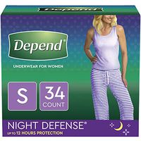 Depend Night Defense Incontinence Underwear for Women, Disposable, Overnight, S, Blush, 34 Count (2 Packs of 17) (Packaging May Vary)