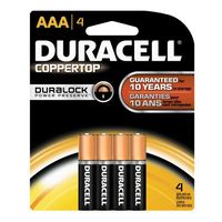 Duracell - CopperTop AAA Alkaline Batteries - Long Lasting, All-Purpose Triple A Battery for Household & Business - 4Count