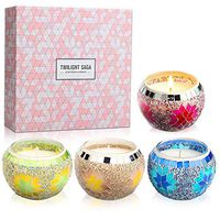 Scented Candles Gifts Sets for Women Aromatherapy Candle Mosaic Cup Natural Soy Wax 4.4 Oz Portable Travel Tin Mother's Day Gift