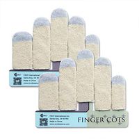 EvridWear Touchscreen Cotton Finger Cots Guard Sleeve with Elastic Different Sizes for Fingers Thumb Protection from Cuts, Abrasion, Eczema, 1 Pack/ 10 cots Total, Color Natural White