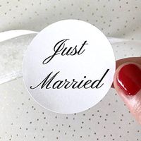 Sweet Thymes 40 Just Married Stickers | Favor Bag Circle Round Label Wedding Envelope Seal Thank You Gift Bag Cards Package Goodie Candy Treat Bag