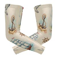 LEVEIS Blue Marine Anchors Nautical Arm Sleeves UV Protection for Men Women Sunblock Protective Gloves Running Golf Cycling Driving Long Arm Cover 1 Pair