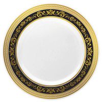 Posh Setting Royal Collection Combo Pack China Look White, Gold/Black Plastic Plates (Includes 1 Pack of 7.25" Salad Plates A total of 10 plates) Fancy Disposable Dinnerware