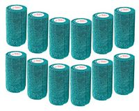 3 Inch Self Adhesive Medical Bandage Wrap Tape (Hunter Green) (12 Pack) Strong Elastic Self Adherent Cohesive First Aid Sport Flex Rolls for Wrist Ankle Knee Sprains and Swelling