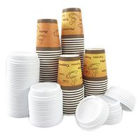 Black Cat Avenue 50 Sets 8 oz Disposable Hot Orange Paper Cups with Lids For Hot Drinks Coffee Cocoa Chocolate Latte Cappuccino
