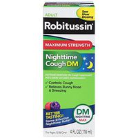 Robitussin Adult Nighttime Cough DM Liquid Maximum Strength - 4 oz, Pack of 2