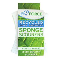 (10 PACK) - Ecoforce Recycled Non Scratch Sponge Scourers | 2ppk | 10 PACK - SUPER SAVER - SAVE MONEY
