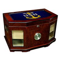 Large Premium Desktop Humidor - Glass Top -US Navy Master Chief Petty Officer, Rank ins (Collar)