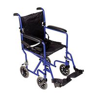 DMI Lightweight Folding Transport Chair Travel Wheelchair, Royal Blue