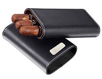 Personalized Black Leather Visol Cigar Case with Engraving Plate