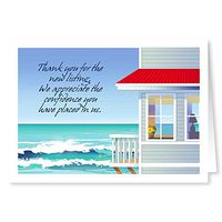 Ocean Side House - Realtor Thank You Note Card - 18 Boxed Cards & Envelopes