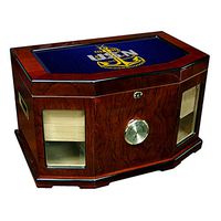 Large Premium Desktop Humidor - Glass Top -US Navy Senior Chief Petty Officer, Rank ins (Collar)