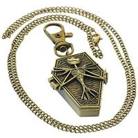 Skull Bone Tim Burton's Nightmare Before Christmas Pocket Quartz Men Japan Quartz Analog Vintage Stylish Casual Fob Watch with 1 PC Necklace 1 PC Clip