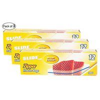 Slide Plus Zipper Freezer Large Bags (12 Bags) (Pack of 3)