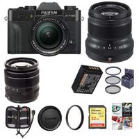 Fujifilm X-T30 Mirrorless Camera with XF 18-55mm f/2.8-4 R LM OIS and XF 50mm (76mm) F/2 WR Lenses, Black - Bundle with 32GB SDHC Card, 58mm Filter Kit, 43mm UV Filter, Memory Wallet, Software Pack