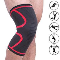 Bufccy Knee Brace Knee Protection Support Compression Sleeves, Wraps Pads for Running, Biking, Football, Basketball Sports, Red L