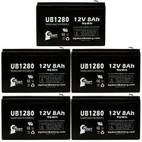 5 Pack Replacement for Minuteman E3000RMT2U Battery - Replacement UB1280 Universal Sealed Lead Acid Battery (12V, 8Ah, 8000mAh, F1 Terminal, AGM, SLA) - Includes 10 F1 to F2 Terminal Adapters