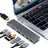 Wassteel 8in1 MacBook Adapter USB C Hub Dock Dongle Multi-Port Thunderbolt 3 hub,3 USB 3.0 Ports,4K HDMI Port, SD/TF Card Reader, MacBook Pro 2019/2018/2017/2016 13 15inch,MacBook Air 2019 2018 13 inc